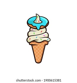 logo, illustration, ice cream donut
