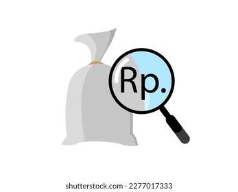 Logo illustration of investment activities to see or study the rupiah or Rp currency exchange rate. against the dollar is suitable for articles or books on business economics and money exchange