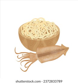 Logo Illustration of Korea's popular snack. Dried shredded squid or ojingeochae