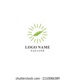 Ilustración del logotipo Rayo de hoja simple y minimalista