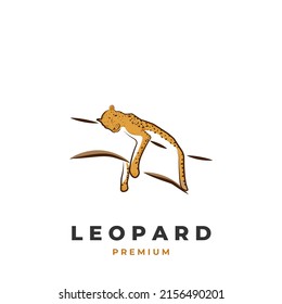 Logo illustration of a leopard sleeping peacefully on a tree