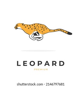 Logo illustration of a leopard tiger running fast to pounce on its prey