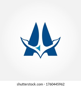 Logo Illustration Letter A For Anchor Shape With Negative Style