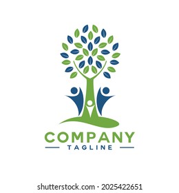 logo illustration of a life between trees or nature with humans
