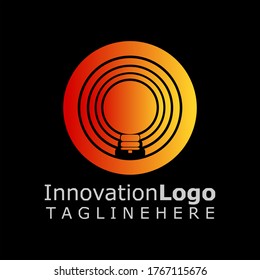 Logo With Illustration The lights are brightly lit. Vector Logo of Neon Lights.