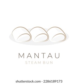 Logo Illustration Line Art Mantau Chinese Steamed Round Bun 