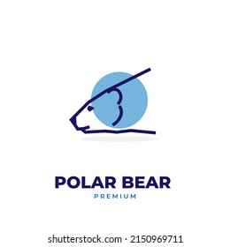 logo illustration line art polar bear head and ice blue color