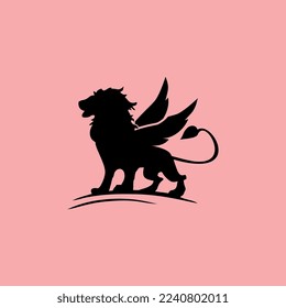 logo with illustration of a lion has wings, modern trend, suitable for tattoo, mascot, icon, company, business, logo, brand, etc