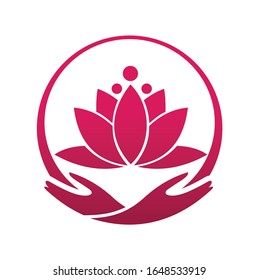 Logo illustration of Lotus Flower Protection, perfect logo for Beauty, Spa, fashion, etc. 