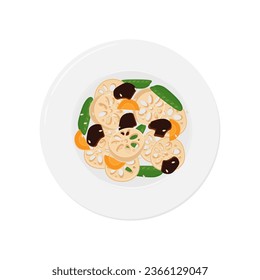 Logo Illustration of Lotus Root stir fried or yeongeun jorim with vegetables