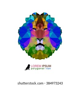Logo illustration of many triangles. Abstract head of lion. Can be used as emblem, sign, symbol, banner, sticker, icon...