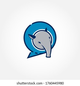 Logo Illustration Mascot Of Tapir With Balloon Chat