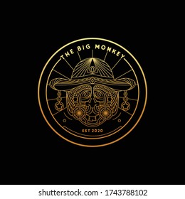 logo illustration monkey with a gold background color