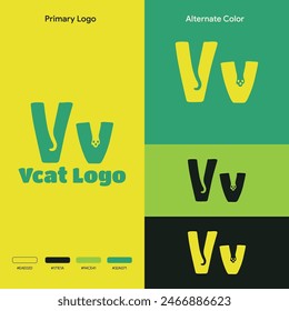 Logo-Illustration Negative Space Katzenbuchstabe V