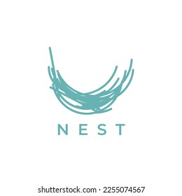 Logo illustration of nest in aqua color