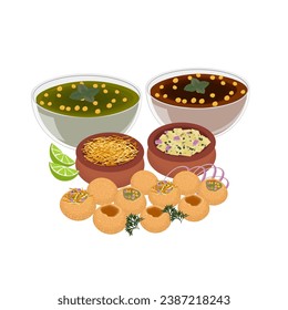 Logo Illustration of Pani Puri fuchka fuchka or Golgappa Indian food