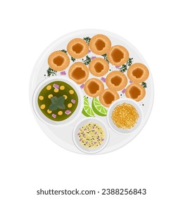 Logo Illustration of Pani Puri or Golgappa Ready to be Served