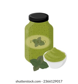 Logo Illustration of Pesto Sauce in a Jar