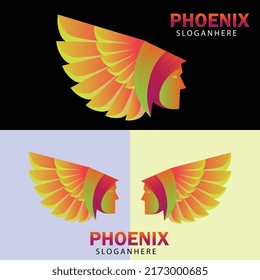 logo illustration phoenix gradient colorful style free vector.