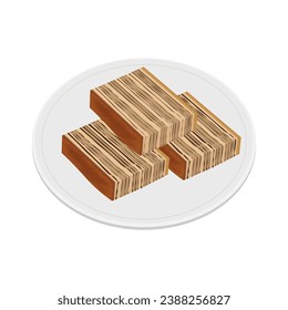 Logo Illustration of a Piece of Lapis Legit Cake or spekkoek on a Plate