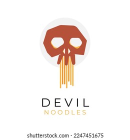 Logo Illustration of a Red Skull Eating Spicy Noodles