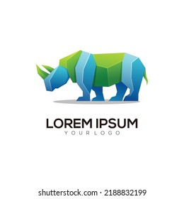 Logo Illustration Rhino geometric gradient colorful style