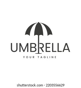 Logo illustration simple umbrella word sign R, design template, symbol, icon