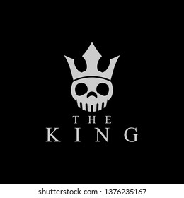 logo illustration of skull king vector black and white - logo Template.