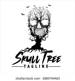 Logo Illustration Skull Tree vector