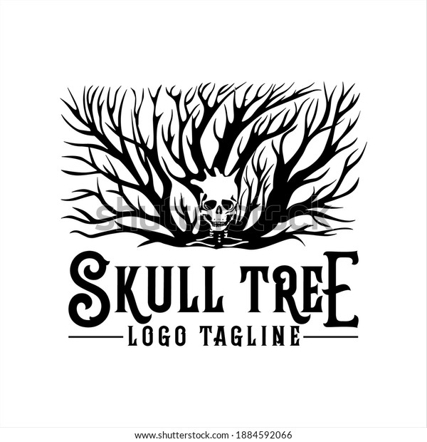 Logo Illustration Skull Tree Vector Stock Vector (Royalty Free) 1884592066