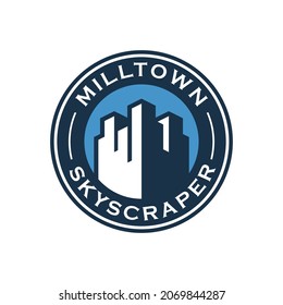 logo illustration of skyscraper building suit for high-end company