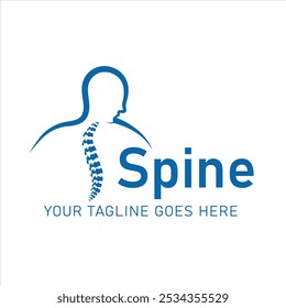 Logo with illustration of spine and human profile, designed to represent healthcare services focusing on spine, orthopedics and posture. Suitable for clinics, hospitals