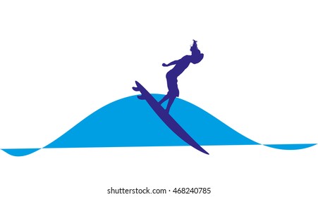 logo illustration of  surfer on a wave