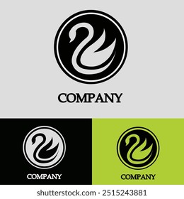 Ilustración del logotipo de un cisne nadador. Perfecto para logotipos industriales, logotipos de empresas, etc