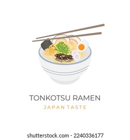 Logo Illustration of Tonkotsu Ramen Delicious White Soup