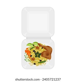 Logo-Illustration von Kebuli Rice oder Nasi Kebuli in einer Styropor-Box