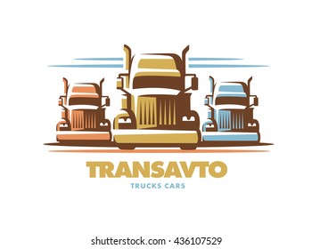 Logo illustration trucks, front view, white background