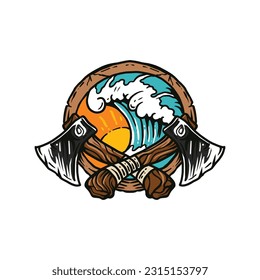 Logo or illustration for t-shirt or anything about endless axe tournament with summer theme