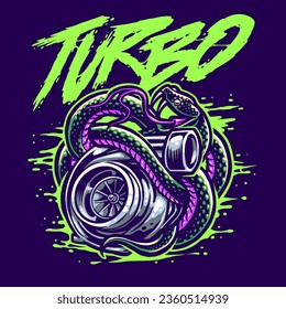 Logo Illustration Turbo Automotive Snake Cartoon Urban Custom Car