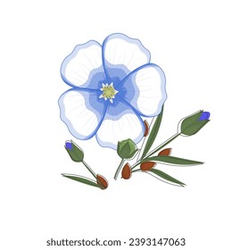 logo Illustration vector Flower Hemp plant flax seed