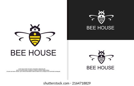 logo illustration vector graphic of bee combined with house. suitable for real estate company, etc.