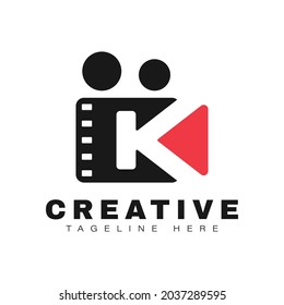 logo Illustration vector graphic of camera film combine letter c and k