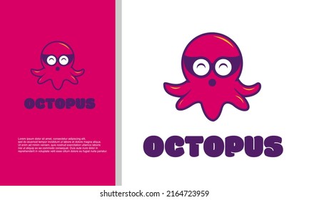 logo illustration vector graphic of cartoon cute octopus.