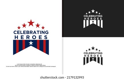ilustración de logotipo vectorial gráfico de celebración de héroes.