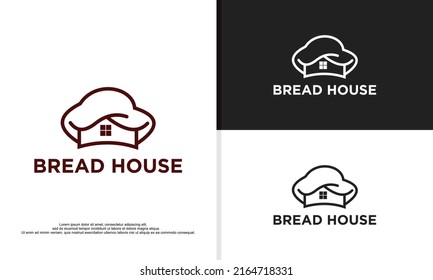 Logo-Illustration Vektorgrafik von Kochmütze kombiniert mit Haus, geeignet für Bäckereien, Kochcoaching, etc.