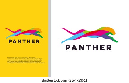 logo illustration vector graphic of colorful panther with simple shape