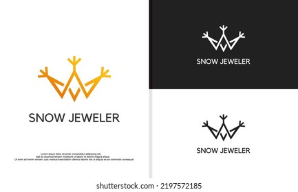 logo illustration vector graphic of crown combined with snow. fit for jewelry brand