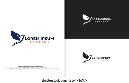 ilustración de logotipo vectorial gráfico de paloma combinado con hoja.