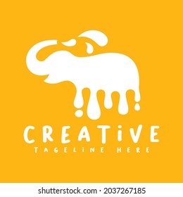 logo Illustration vector graphic of elephant with letter c plus e and milk good of creative brand