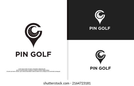 logo illustration vector graphic of golf ball and pin